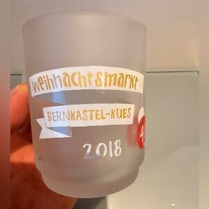 Berncastle-Kues Germany Christmas Market  Weihnachts Markt frosted glass mug